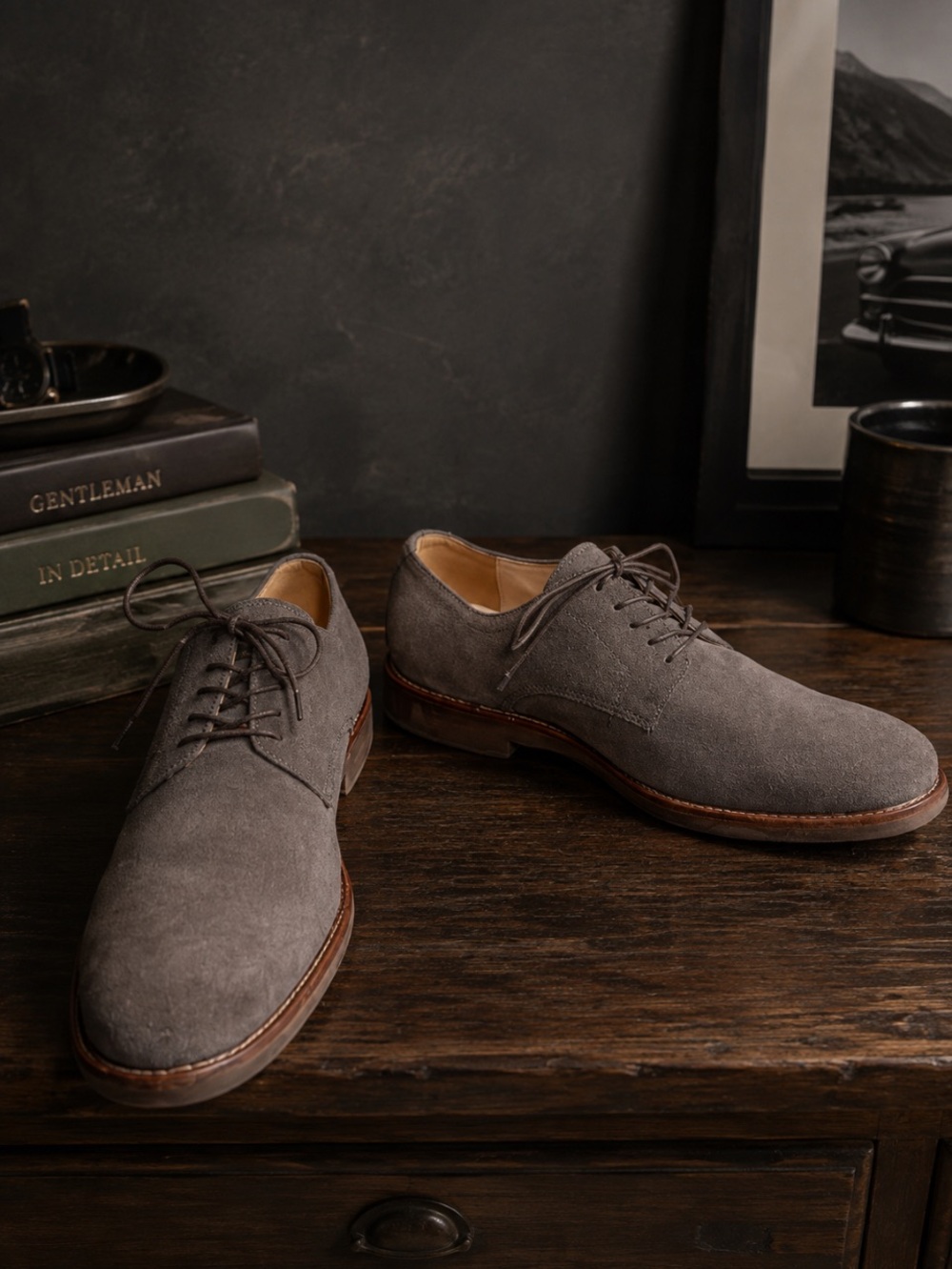 ASHTON GREY Collection “Spear” Suede Leather Lace-up Oxford Gray Size: 9.5